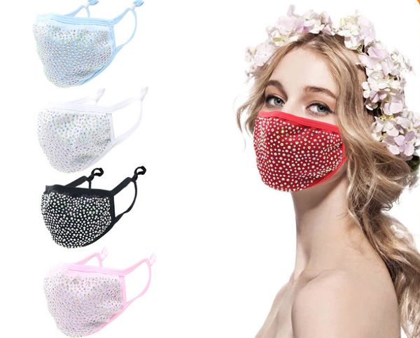 Las últimas máscaras de la fiesta, una variedad de estilos para Navidad, diamantes de imitación de color, máscara de algodón de moda con diamantes, soporte personalizado personalizado