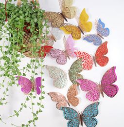 De nieuwste decoratieve stickers dubbellaagse kleur uitgeholde vlinder muursticker 3D driedimensionaal hol papier vele kleuren om te kiezen ondersteunen aangepast logo