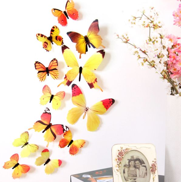 Las últimas pegatinas decorativas pegatinas de mariposas impresas tridimensionales muchos colores para elegir soporte logotipo personalizado