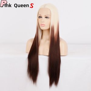 La dernière perruque avant en dentelle de mode 13x4 correspondant à longs cheveux droits à haute température à haute température Wig Wig Kn Otted Periwig Femmes Brésilien