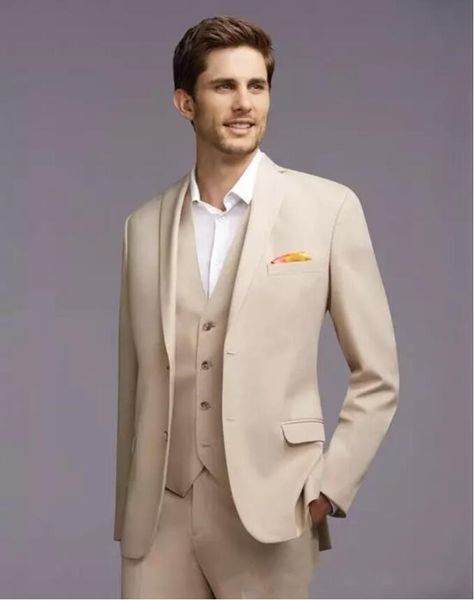 La dernière mode de costume de mariage de couleur crème (veste + pantalon + + gilet) costumes pour meilleur homme smokings de danse personnalisés