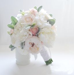 Les derniers bouquets de mariée de style forestier bouquets de mariage bouquet de pivoine rose fait à la mainBouquet de simulation de haute qualité permanen8512467