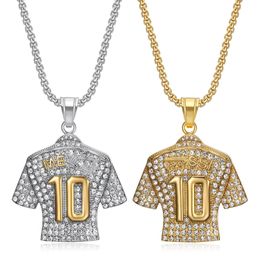 El último Hiphop Titanium Steel Gold Diamond Jesus Collar Fútbol No. 7 y 10 camisa Collar colgante de metal