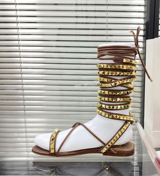 La dernière sangle de luxe de haute qualité sandales romaines pour femmes répare l'usine de chaussures en cuir véritable importées tout match