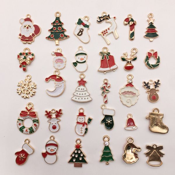 Le dernier modèle 1 pack = 30 pièces, pendentif de Noël, pendentif en alliage d'arbre de Noël, alarme d'arbre de Noël, accessoire pour cheveux, bracelet, bijou bricolage