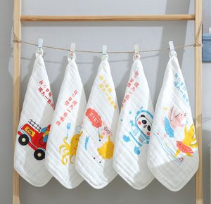 El último modelo 1 pieza = 5 toallas, tamaño 30X30CM, seis capas de toallas de gasa de algodón estampadas para saliva de bebé