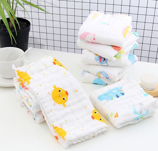 Les dernières serviettes de taille 25X50CM, serviette de bain pour bébé en gaze de coton, les nouveau-nés sont confortables et sûrs pour absorber l'eau