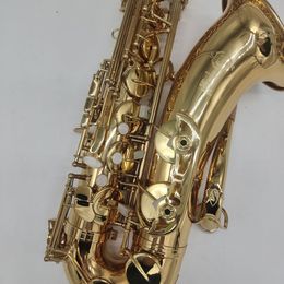 El último modelo STS-802 Tenor Saxofon Lacquer Gold Brass Shell Button Tenor Saxophone Instrumento de viento de madera con estuche