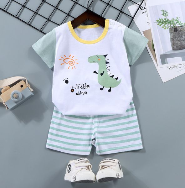 El último pijama corto, traje de manga corta, camiseta de algodón, ropa de verano para bebés, ropa para niños, ropa para el hogar, muchos estilos para elegir, soporte con logotipo personalizado