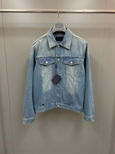La última chaqueta de diseñador de primavera y otoño, diseño de costura de bolsillo, chaqueta de mezclilla azul de un solo pecho, chaquetas para hombre de alta calidad de marca de lujo de talla estadounidense