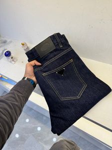 Jean confortable en coton mélangé pour homme, bleu foncé, de styliste, haut de gamme, dernière collection printemps et été 2024