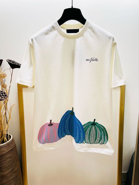 La última camiseta de la marca para hombre de verano, diseño de estampado de calabaza interesante, material de algodón, camiseta de diseñador de lujo de tamaño estadounidense