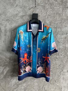 La dernière chemise d'été de la mode Marine Animal imprimé US SIZE Casual Silk Shirt High Fend Brand Top Designer Shirts