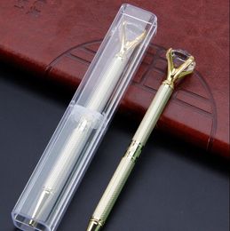 De nieuwste versie van de Da Carat Diamond Crystal Pen Gem Ballpoint Pen Bruiloft Kantoorbenodigdheden Metalen Ring Balpen Gratis Verzending GB930