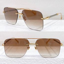 Óculos de sol de linho designer masculino feminino clássico sem moldura retangular lente marrom uv400 óculos de sol modernos e elegantes com caixa