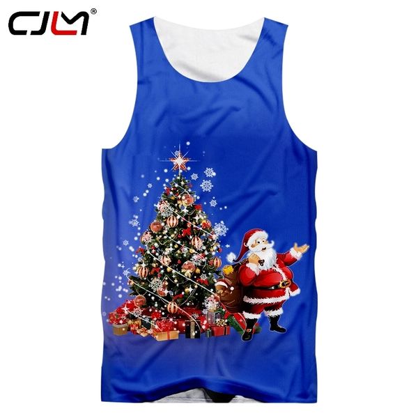 The Listing Ropa para hombre Camiseta sin mangas con estampado 3D Árbol de Navidad y Papá Noel Color Casual Hombre Chaleco de gran tamaño 220623
