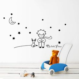 Autocollant mural le petit Prince, lune et étoiles, en vinyle, décor de chambre pour bébés et enfants, sparadrap muraux 199q