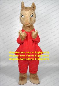 Le Costume de mascotte de lama lama pyjama rouge alpaga alpacos Yamma Lama personnage de dessin animé adulte merci accueillera les invités zz8291