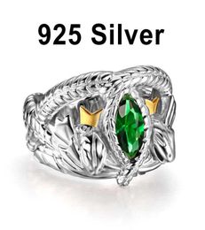 The Lord of Rings 925 Sterling Silver Aragorn Ring of Barahir Lotr Boda Ring Fashion Men Fan Regalo de alta calidad Y189190883331580