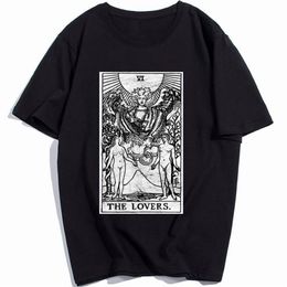 Los amantes de la tarjeta del Tarot Arcanos Mayores adivinación oculta para hombre Camiseta loca camiseta de algodón Printing2831