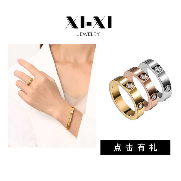 The Magic Ring of Love Design Online Salethe Lovejewelry Fashion Gold Rose Six Diamond Pareja llena de anillos originales Carrtiraa