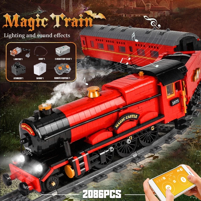 Die Magic Steam Train Modellbausteine MOLD KING 12010 APP RC motorisierte Züge Montage Ziegel Bildung Kinder Weihnachtsgeschenke Geburtstagsspielzeug für Kinder