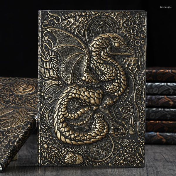 The Magic Youth Dragon Book A5 Vintage Floral Tapa dura Cuaderno de cuero PU Papel rayado 200P Cool Boys Diary Gift 2023