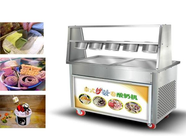 Le fabricant vend directement des pots doubles de glace frite et une machine à yaourt frite avec cinq petits bols53543924764895