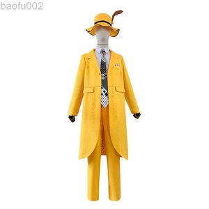 Costumes d'anime Le masque Jim Cosplay Venez Hommes Jaune Uniforme Costume Tenues De Noël Halloween Carnaval La Mascara Vient L220802