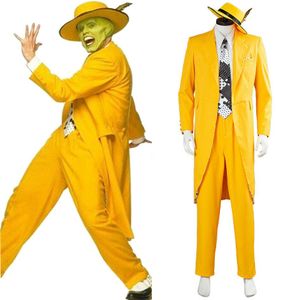 The Mask Jim Carrey Yellow Suit Cosplay Costume3268