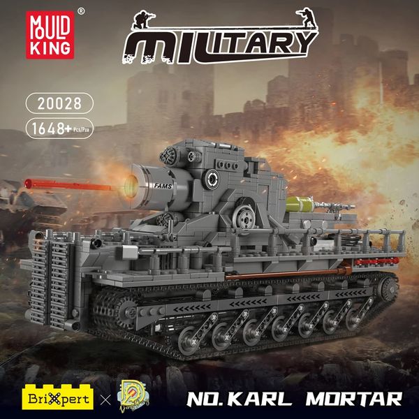 El tanque militar Bloque de construcción Mould King 20028 Control remoto Karl Mortar Modelo Asamblea Tanque Vehículo de combate Ladrillo Niño Juguetes Niños Regalo de cumpleaños de Navidad