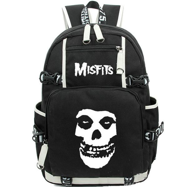 Le sac à dos The Misfits Sac à dos Glenn Danzig Sac d'école Fiend Club Lounge Sac à dos imprimé musical Sac à dos décontracté Sac à dos pour ordinateur