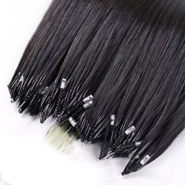 Extension de cheveux humains Remy Nano Ring la plus confortable, couleur noir brun blond 100s, Micro boucle perles 70g 80g 14