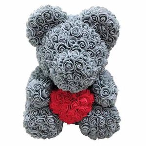 Bruiloft decoratieve bloemen 25 cm rozenbeer met lint teddybeer voor moederdag geschenken teddy rose beer bruiloft valentijnsdecoratie benodigdheden