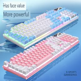El juego con cable más popular del teclado de color coincidente con la sensación mecánica luminosa de color mixto GLOW/Color sólido Modo de luz blanca dos modos de brillo