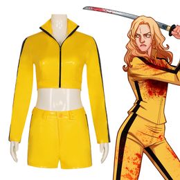 Le film Kill Bill cos robe la mariée Bill Bride manches courtes Shorts cosplay robe de jeu