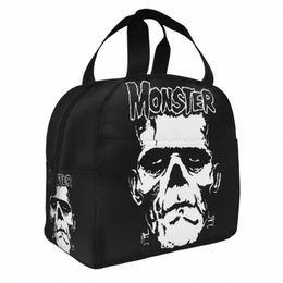 Le Mster Skull Sac à lunch isolé étanche Frankenstein film d'horreur repas Ctainer sac isotherme boîte à lunch fourre-tout plage en plein air 48LA #
