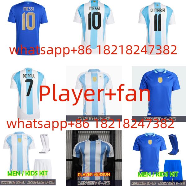 Le nouveau 1: 1Aargentina 3 Star Soccer Jerseys2425 CommemoTive Fans Player Version Messis Mac Allister Dybala Di Maria Martinez de Paul Maradona Childs Kit Men shirt