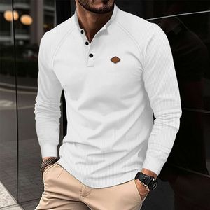 Polo à manches longues pour hommes, T-shirt décontracté et social, à la mode, nouvelle collection automne