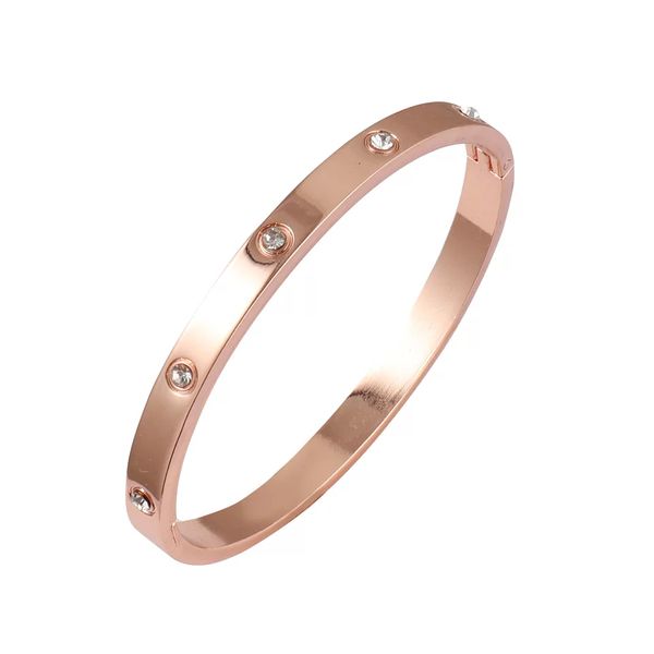 Le nouveau beau couple bracelet cubique zircone bracelet en or avec bracelet en acier inoxydable femmes bijoux carte-cadeau boucle brac Q0719