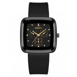 Het nieuwe zwarte vierkante horloge vrije tijd en mode heren mevrouw waterdichte quartz horloges lederen band eenvoudigweg bellen