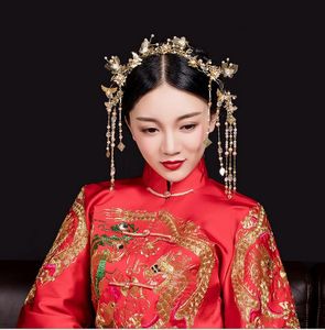 De nieuwe Chinese bruid hoofdtooi kostuum kwastje Coronet bruiloft show sieraden sieraden bruid haar Coronet wo280p
