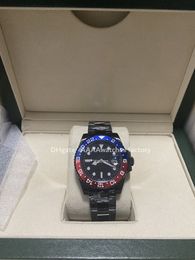 De nieuwe volledige zwarte shell GMT dubbele automatische mechanische horloges luxe horloge mannen noctilucte pointer keramische rotatie van 40 mm roleo automaten polshorloges