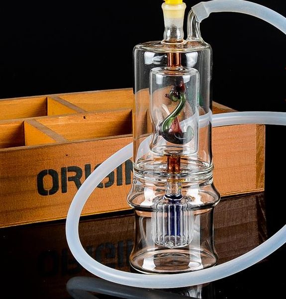 El nuevo vidrio de dos capas mute Swan filtro Cachimba, enviar accesorios olla, bongs de vidrio, pipa de agua de vidrio, fumar, estilo de color entrega aleatoria