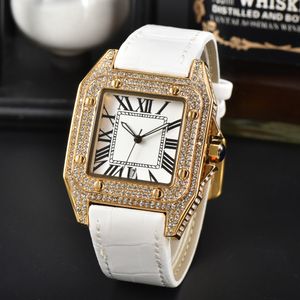 Montre à Quartz pour hommes, nouvelle série incrustée de diamants, boîtier et bracelet plein de diamants, bracelet en cuir, tendance à la mode, offre spéciale