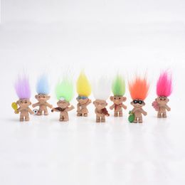 Le nouveau Kawaii coloré cheveux Troll poupée membres de la famille Troll maternelle garçon fille Trolls jouet cadeaux