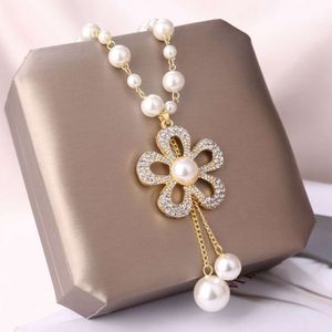 Chaîne de pull en perles coréennes pour femmes, Long collier pendentif de tempérament à la mode, bijoux avec un sens de haut niveau, nouvelle collection