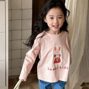 De nieuwe Koreaanse versie van Children's and Girls 'Long Sleeveved Cartoon Printed Fashion Crew-Neck T-shirt
