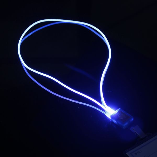 La nueva tarjeta de etiqueta emisora de luz de fibra óptica LED cuerda colgante cordón cuerda insignias regalo fabricantes al por mayor animar llaveros