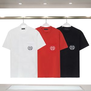 L'impression en mousse de lettre de T-shirt pour hommes adopte un tissu en coton à double fil serré de 230 g, 32 brins doubles, doux, noir, blanc, rose, rouge3XL # 99